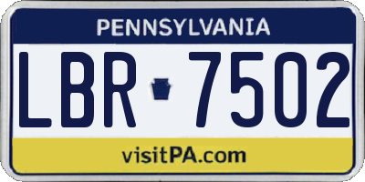 PA license plate LBR7502