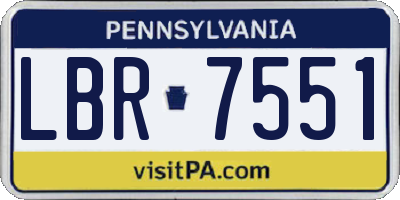 PA license plate LBR7551