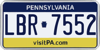 PA license plate LBR7552