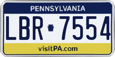 PA license plate LBR7554