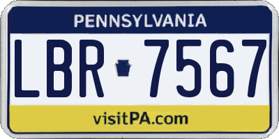 PA license plate LBR7567