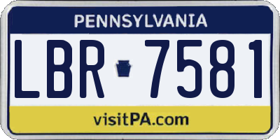 PA license plate LBR7581