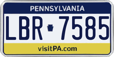 PA license plate LBR7585