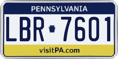 PA license plate LBR7601