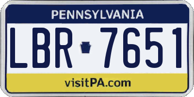 PA license plate LBR7651