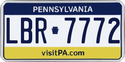 PA license plate LBR7772