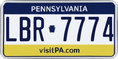 PA license plate LBR7774