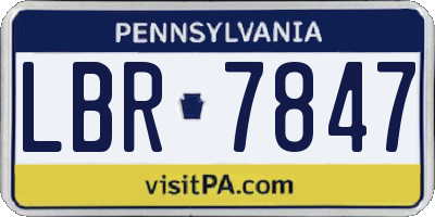 PA license plate LBR7847