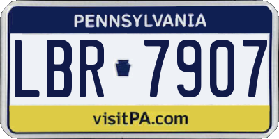PA license plate LBR7907