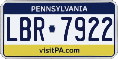 PA license plate LBR7922
