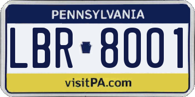 PA license plate LBR8001
