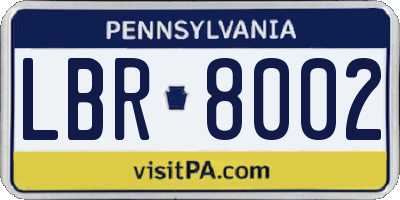 PA license plate LBR8002