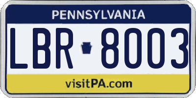 PA license plate LBR8003