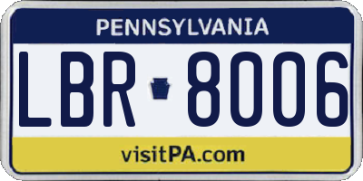 PA license plate LBR8006