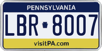 PA license plate LBR8007