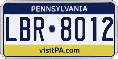 PA license plate LBR8012