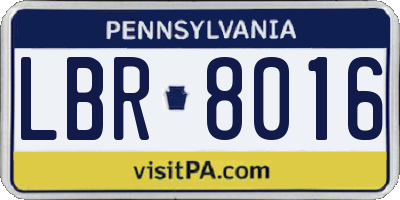 PA license plate LBR8016