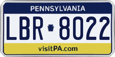 PA license plate LBR8022