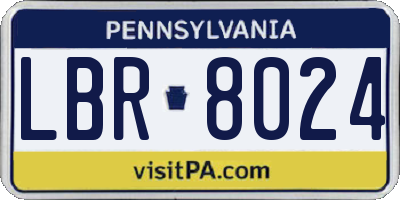 PA license plate LBR8024