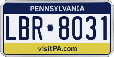 PA license plate LBR8031