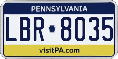 PA license plate LBR8035