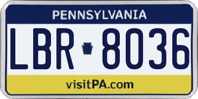 PA license plate LBR8036