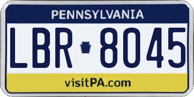 PA license plate LBR8045