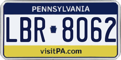 PA license plate LBR8062