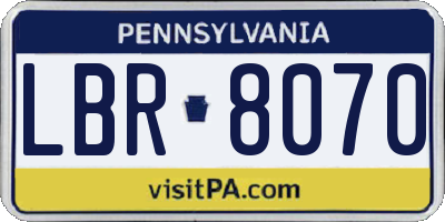 PA license plate LBR8070
