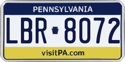 PA license plate LBR8072