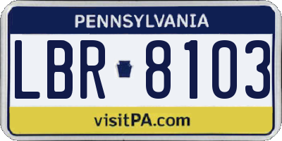 PA license plate LBR8103