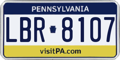 PA license plate LBR8107