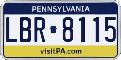 PA license plate LBR8115