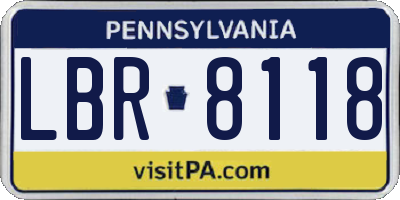 PA license plate LBR8118