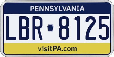PA license plate LBR8125