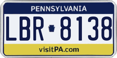 PA license plate LBR8138