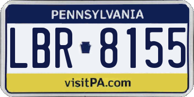 PA license plate LBR8155