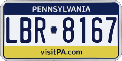 PA license plate LBR8167