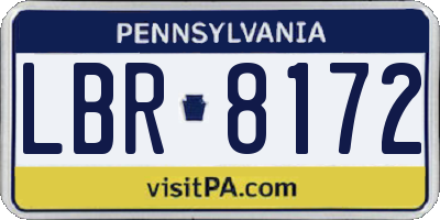 PA license plate LBR8172