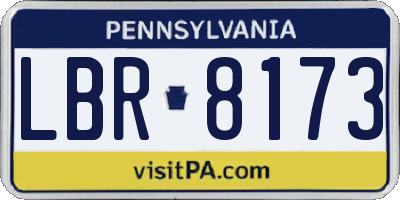 PA license plate LBR8173