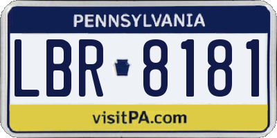 PA license plate LBR8181