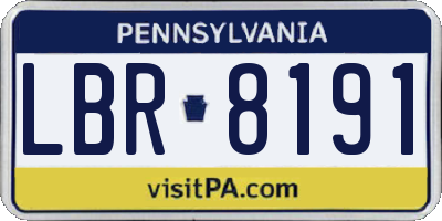 PA license plate LBR8191