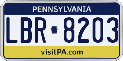 PA license plate LBR8203