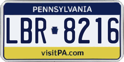 PA license plate LBR8216