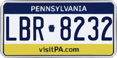 PA license plate LBR8232