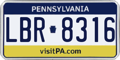PA license plate LBR8316