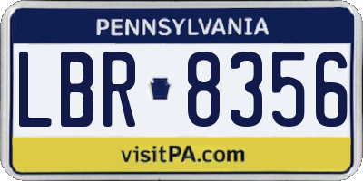 PA license plate LBR8356