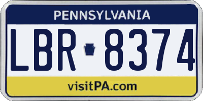 PA license plate LBR8374