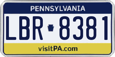 PA license plate LBR8381