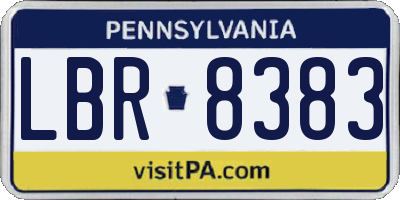PA license plate LBR8383